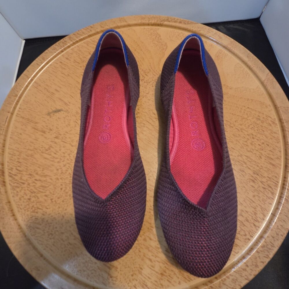 Rothy's The Point Womens Ballet Flat Berry Lattice Purple Knit Slip On Size 8